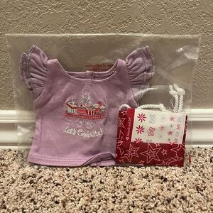 LAmerican Girl "Let's Celebrate" T-shirt, bag and stickers for dolls